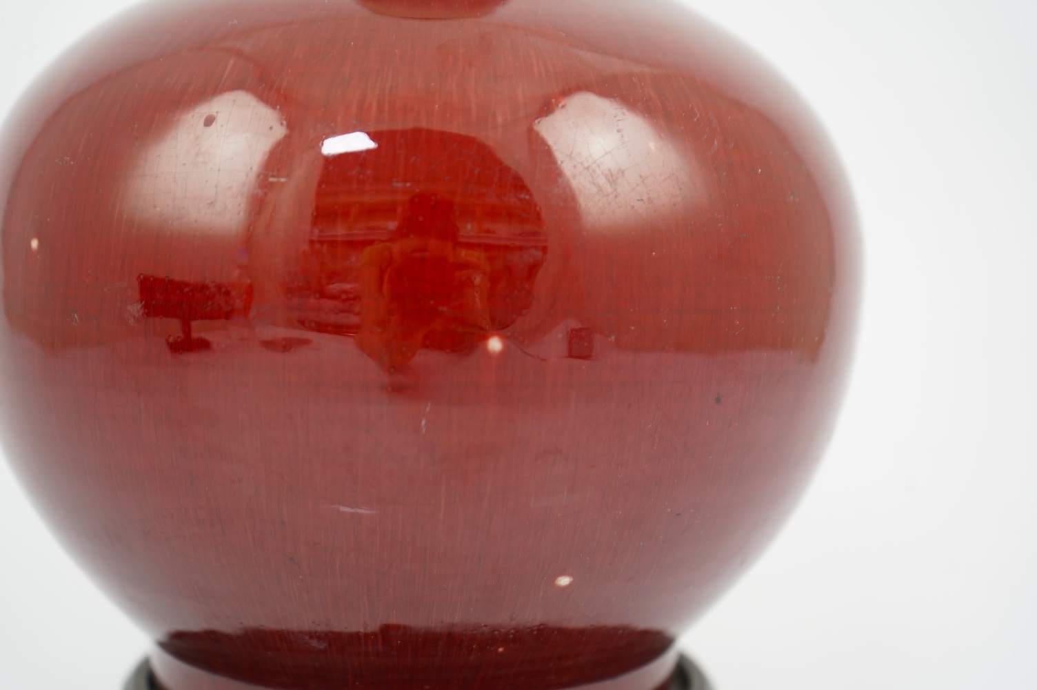 A Chinese Langyao bottle vase, 18th century, mounted as a lamp